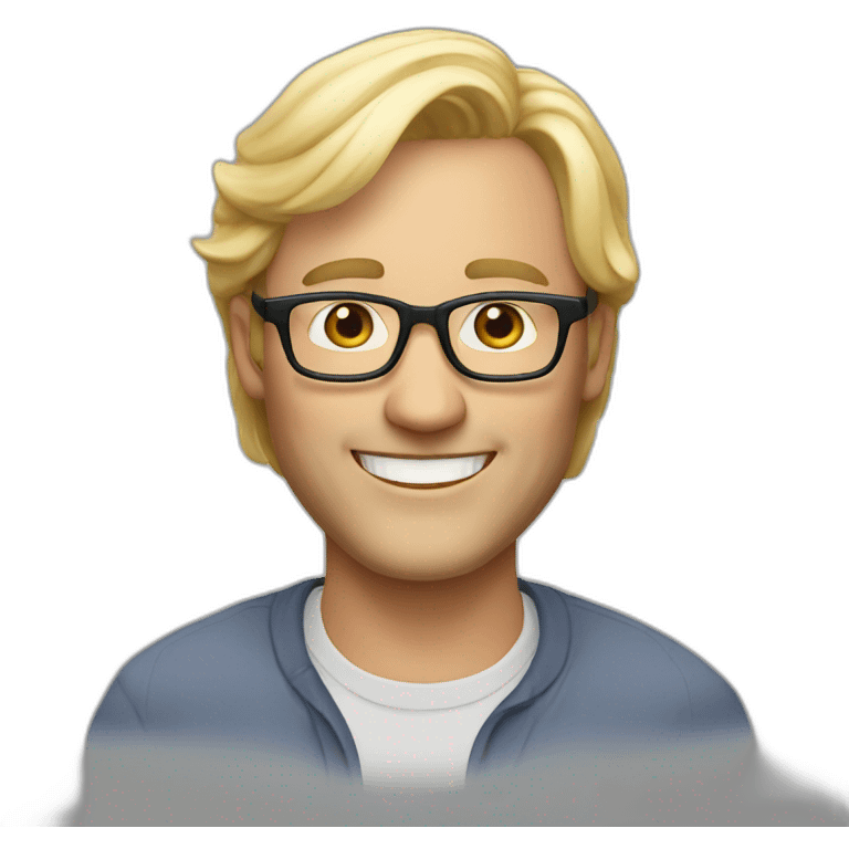 Man 50 Years old with glasses, smiling and Vera Long blond hair emoji