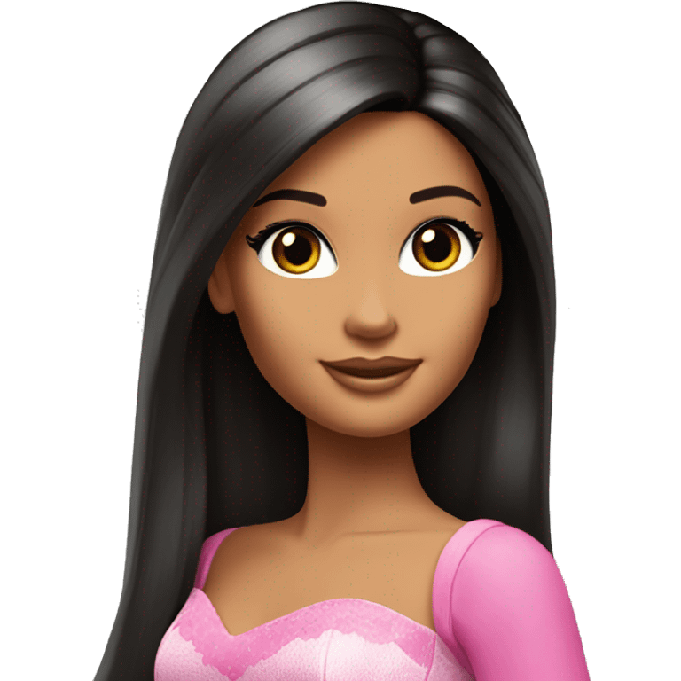 One Attractive Barbie perfect face tan fairy princess dark hair half up half down style emoji