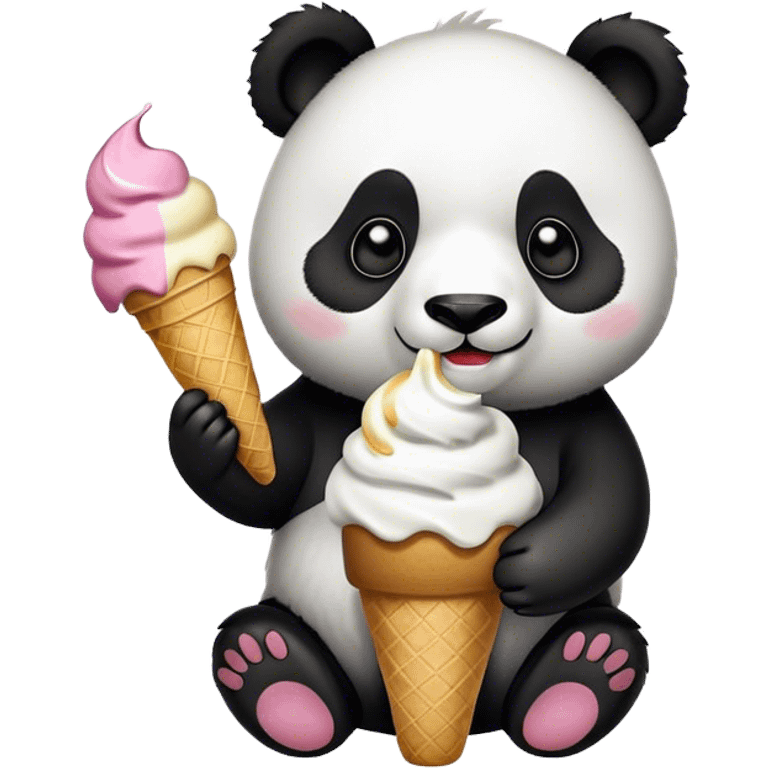 Panda eating ice cream emoji