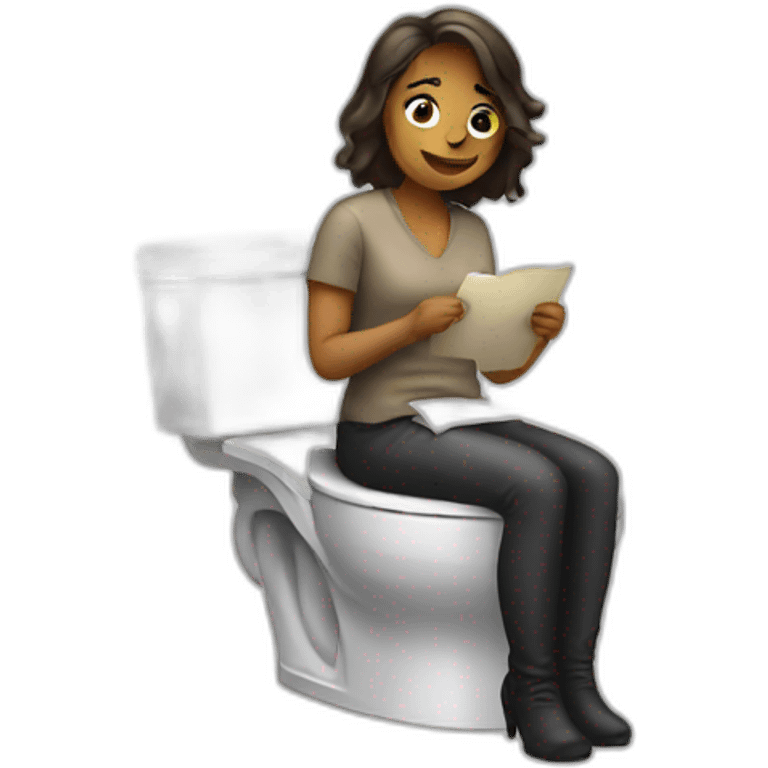 Writer woman sitting at toilet emoji