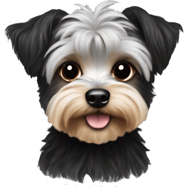 Black and white yorkiepoo no brown emoji