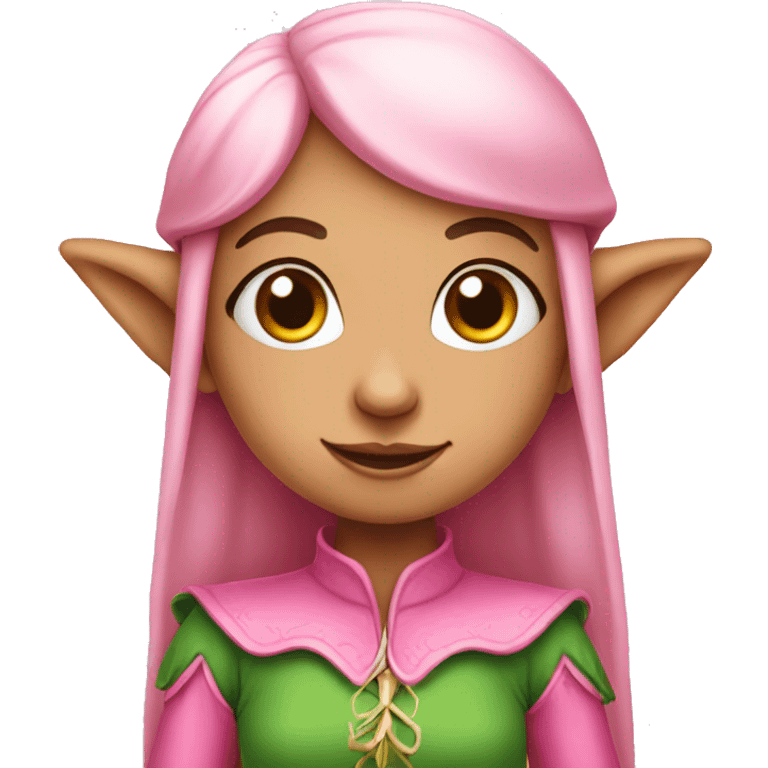 Cute girl elf wearing pink  emoji