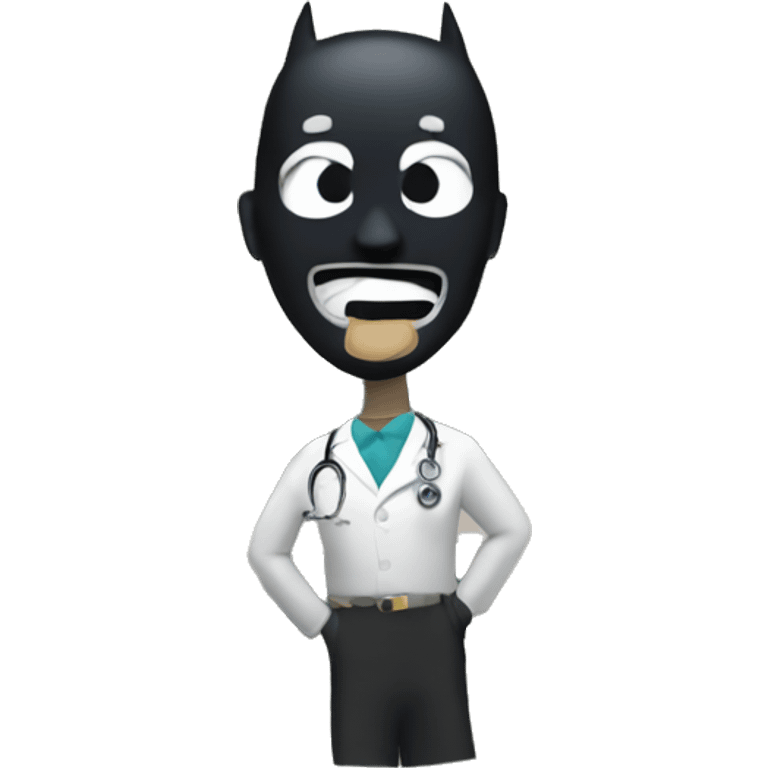 The batman symbol with a doctor's office in the background emoji