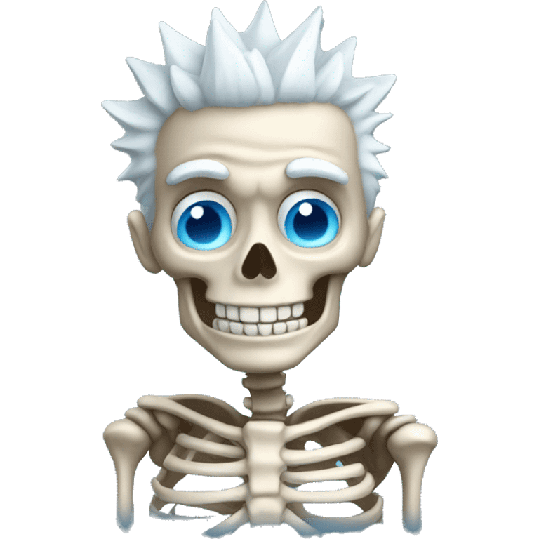 skeleton with spiky white  hair smiling blue eyes emoji