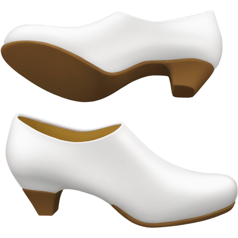 white latex mid heel shoe front and back view emoji