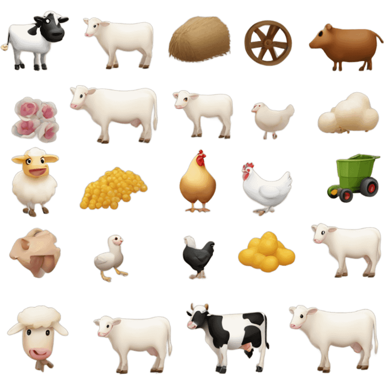 cow,hen,crops,farmer,tractor,sheep emoji