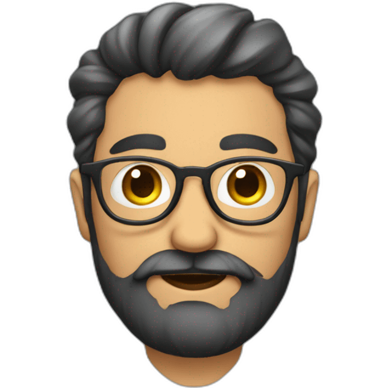 homem calvo de barba e óculos emoji