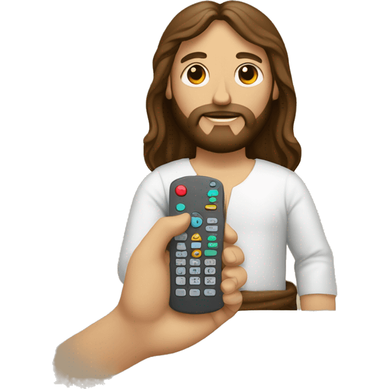 Jesus con un control remoto de tv  en la mano emoji