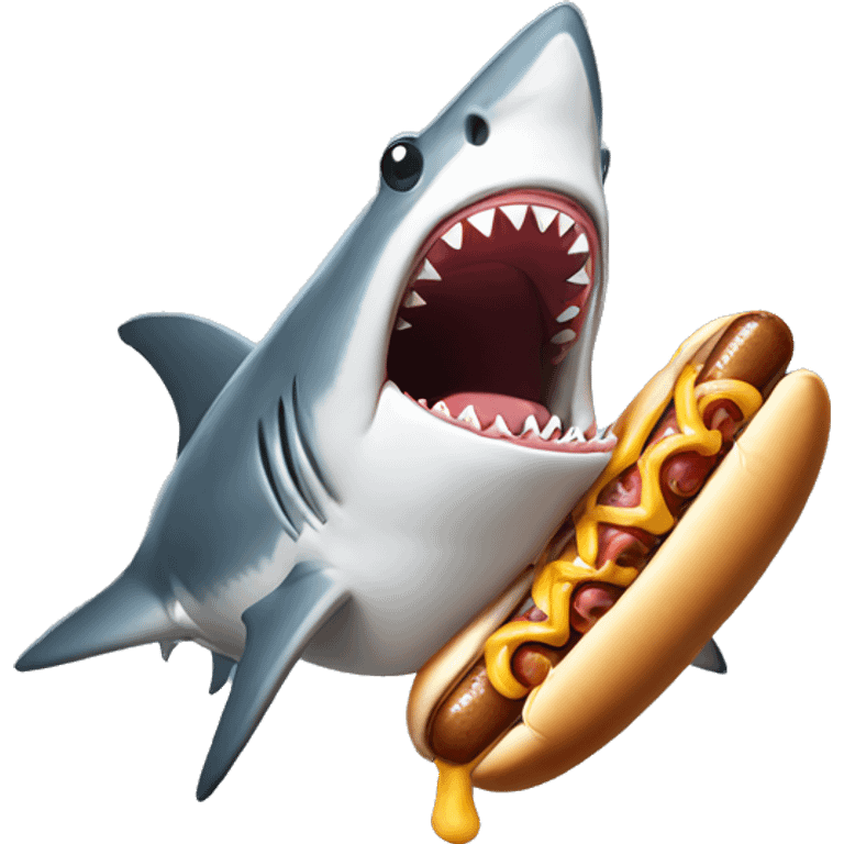 Shark with a hotdog in its mouth emoji