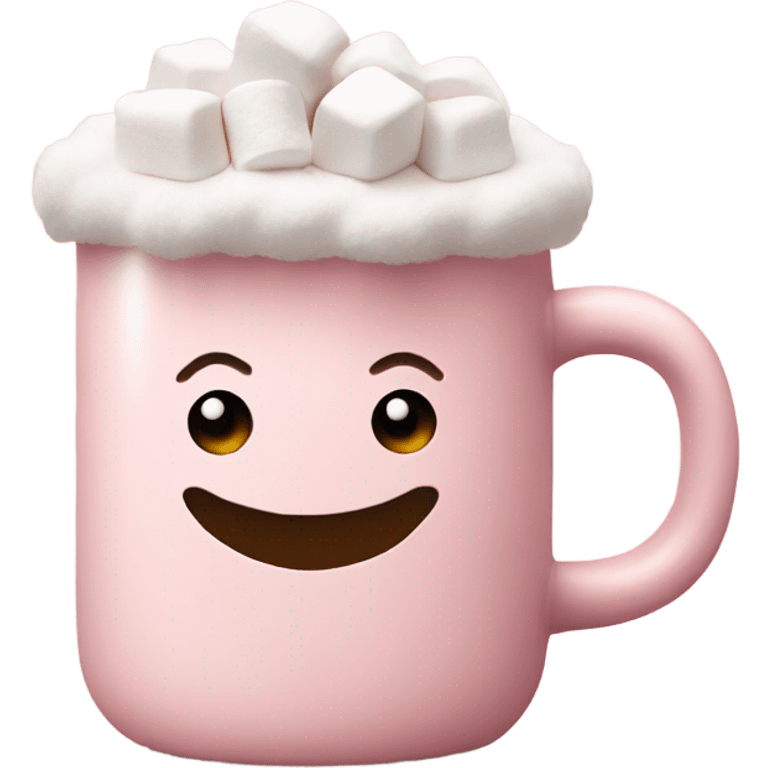 Light Pink mug of hot chocolate with marshmallows  emoji