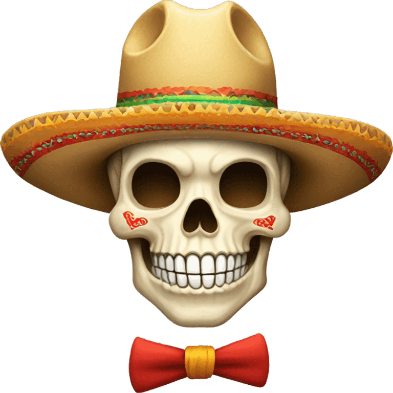 Draw a skull emoji with a Mexican hat laughing emoji