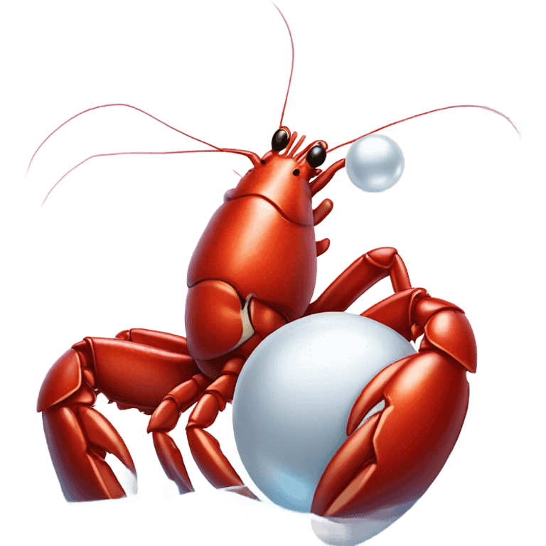 Lobster holding a shiny round pearl emoji