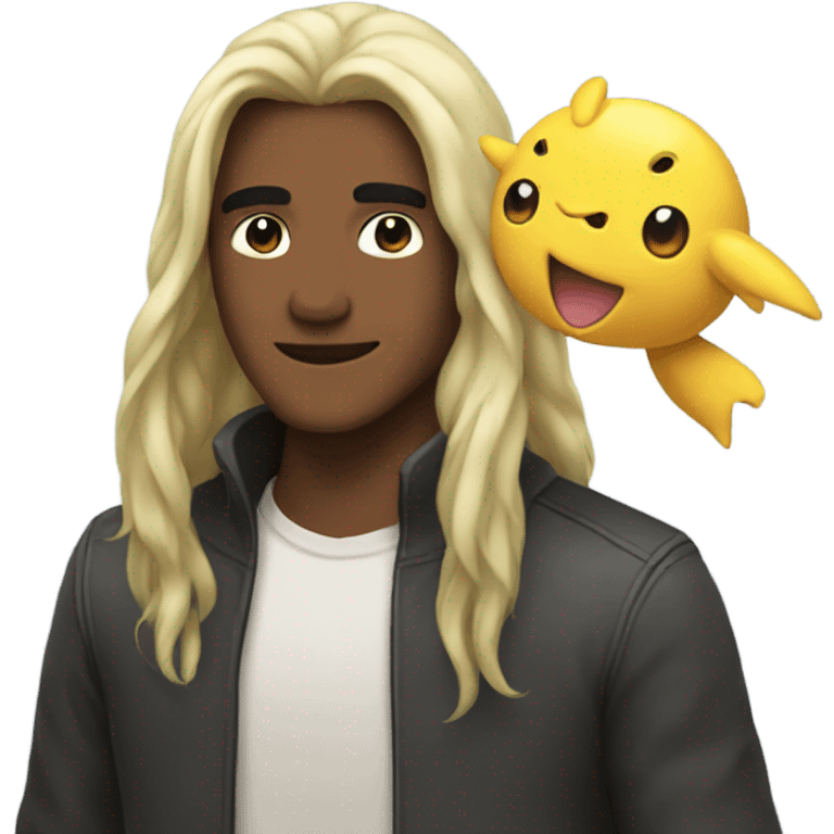 Guy long hair woth pokemon  emoji