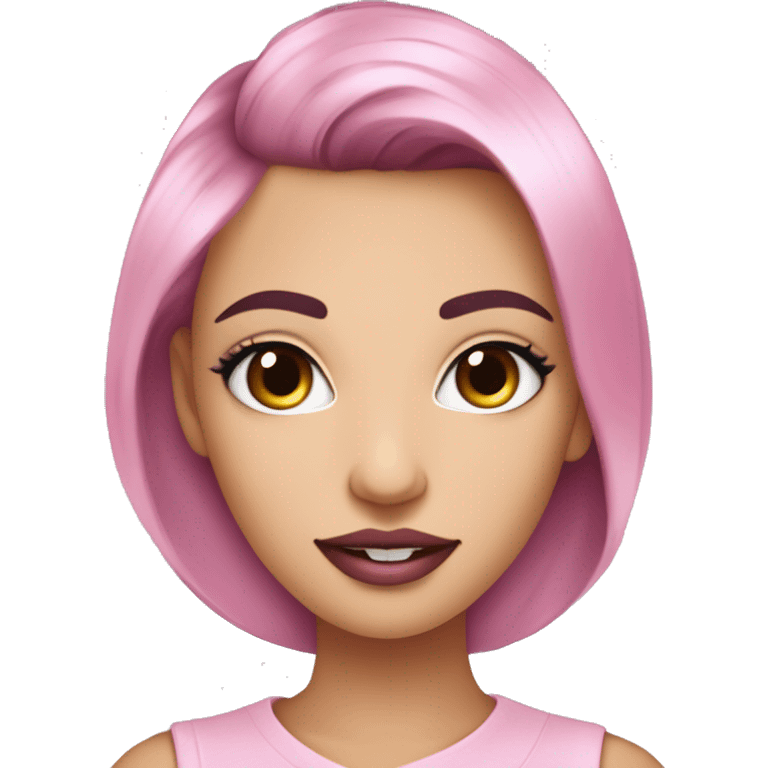 A stylized woman with a butterfly haircut, hazel eyes, rosy cheeks, and pink lips, wearing pink with 15 piercings. Set on a finance tracker planner page with grids and icons, modern and feminine. emoji