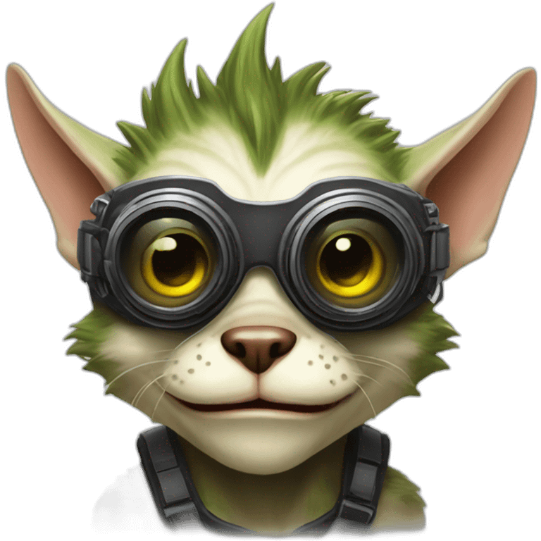 Super awesome bionic gremlin with goggles emoji