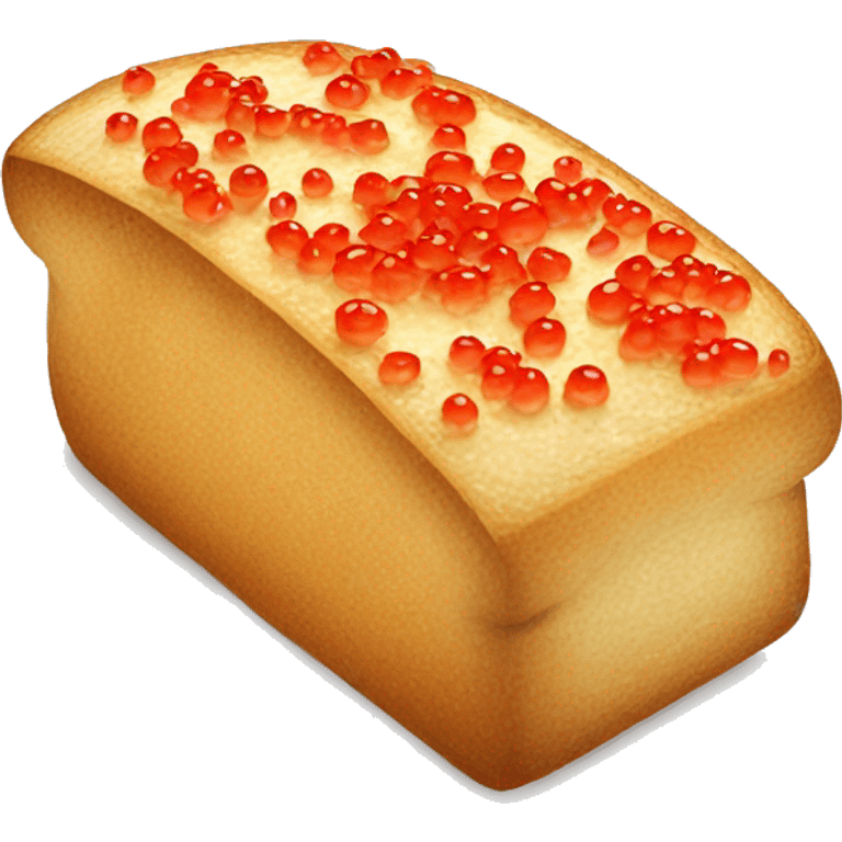 a piece of bread with butter and red caviar emoji