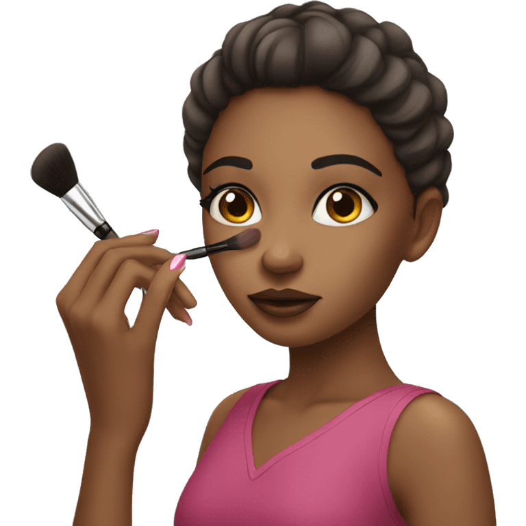 A girl doing her makeup emoji