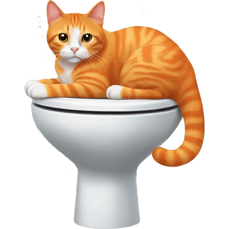 Orange cat sitting in a toilet emoji