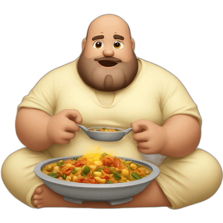 Big fat guy eating a tajine with his hands emoji