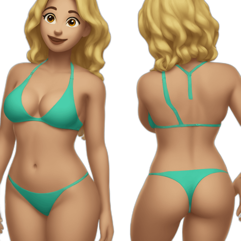 Slim-thicc Caucasian woman bikini pose (beach body) emoji