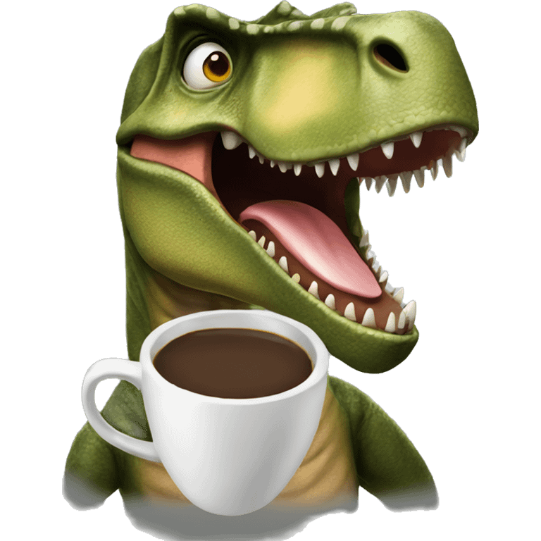 T rex drinking coffe emoji