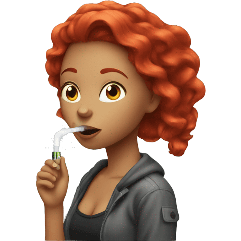 Girl red Hair vaping  emoji