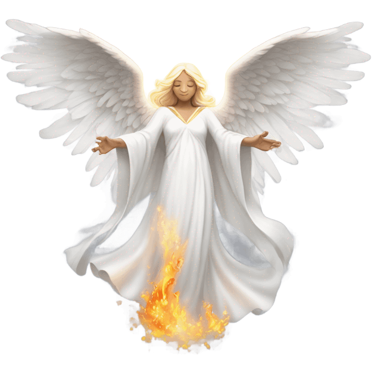 white angel, surrounded by fire
 emoji