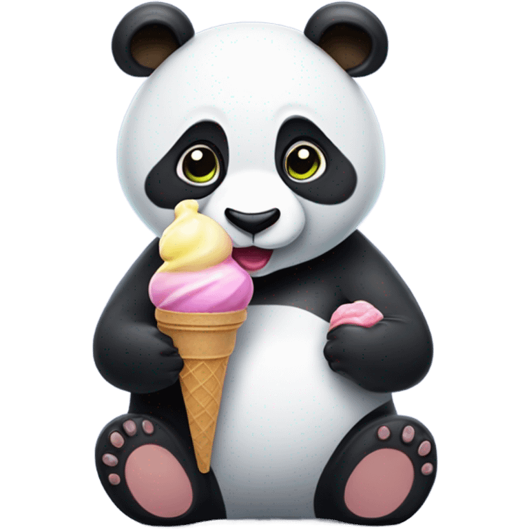 Panda eating ice cream emoji