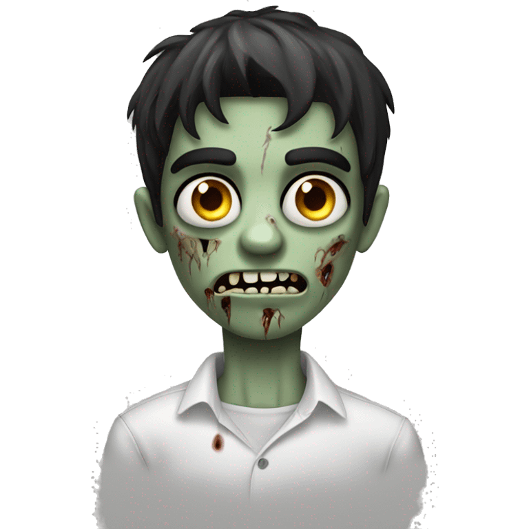 teen boy zombie with dark hair and white shirt emoji