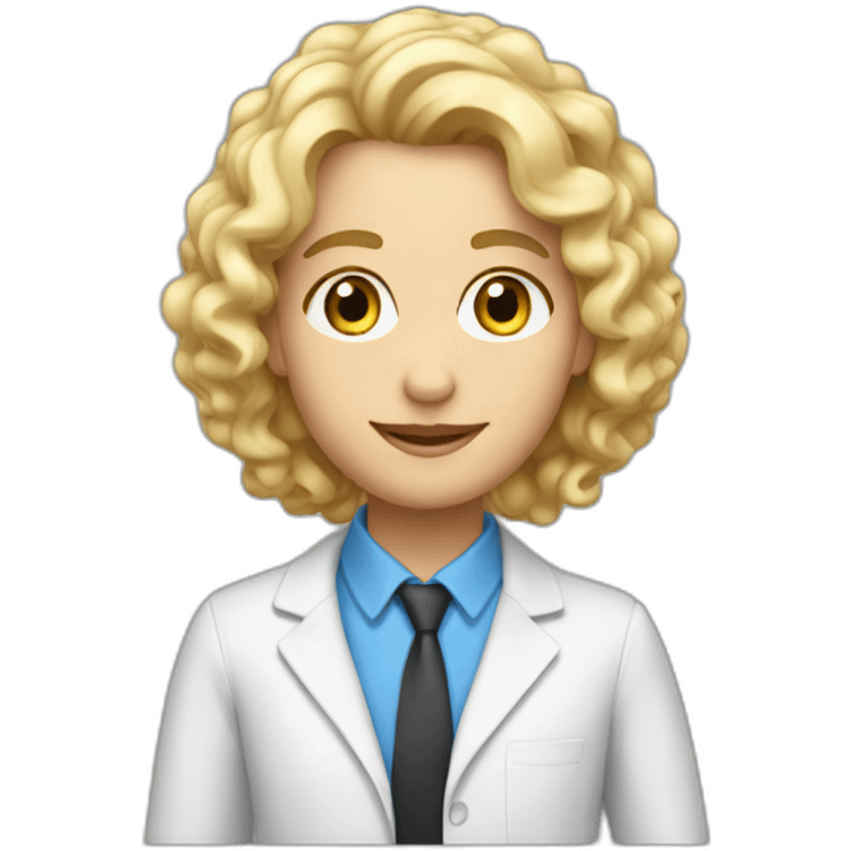 A teacher with blond hair curly and blue eyes emoji