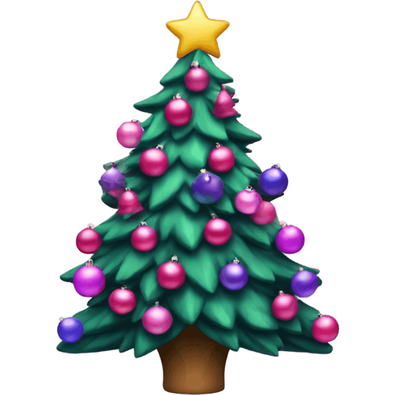 Christmas tree with pink and purple decorations  emoji