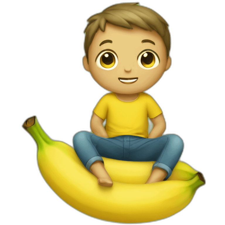 Boy sit in banana emoji