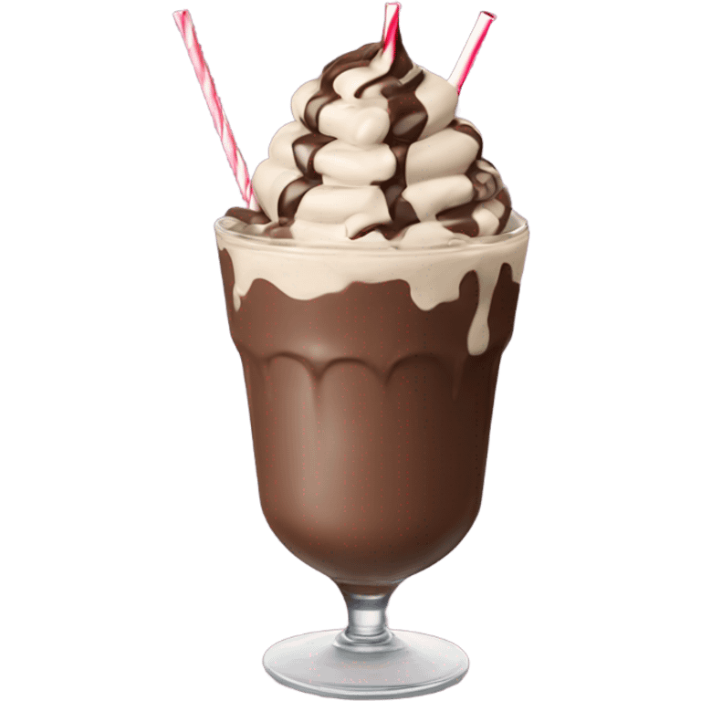 chocolate milkshake with a chocolate twister on top, with a straw emoji