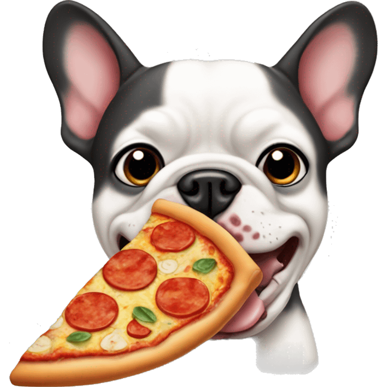 French bull dog eating pizza  emoji