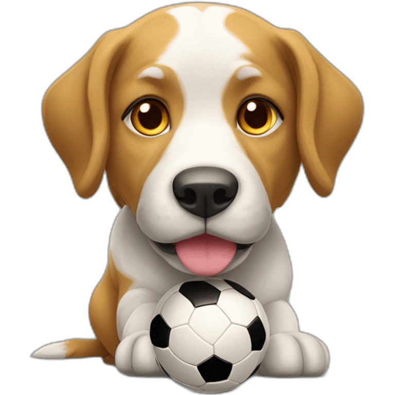 Chien qui joue au soccer emoji