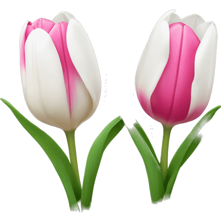 white and pink tulips  emoji