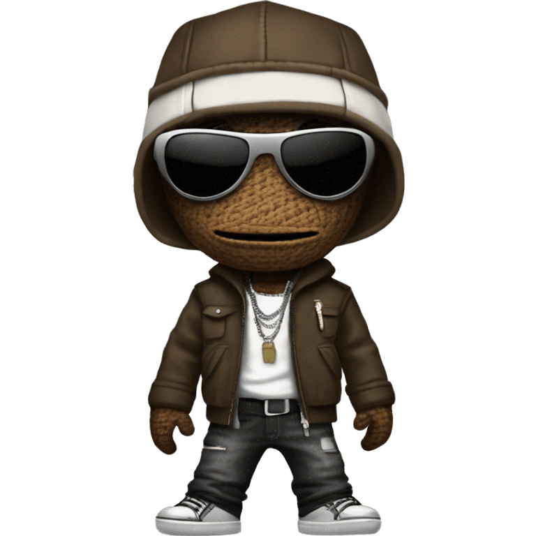 sackboy in a rapper outfit emoji