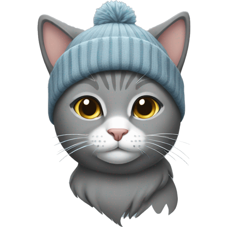 Grey cat wearing a beanie emoji