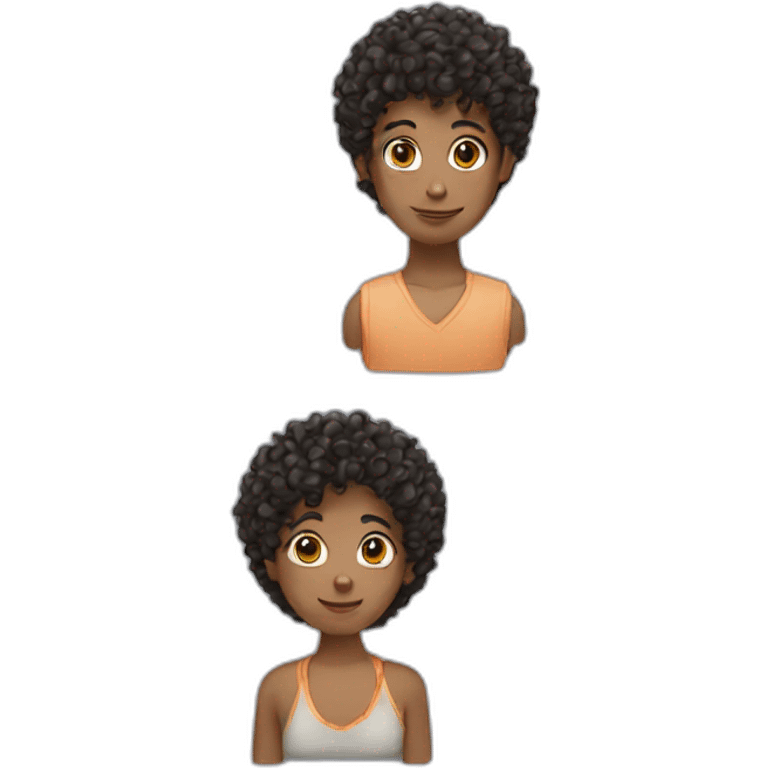 Curly girl and curly boy emoji