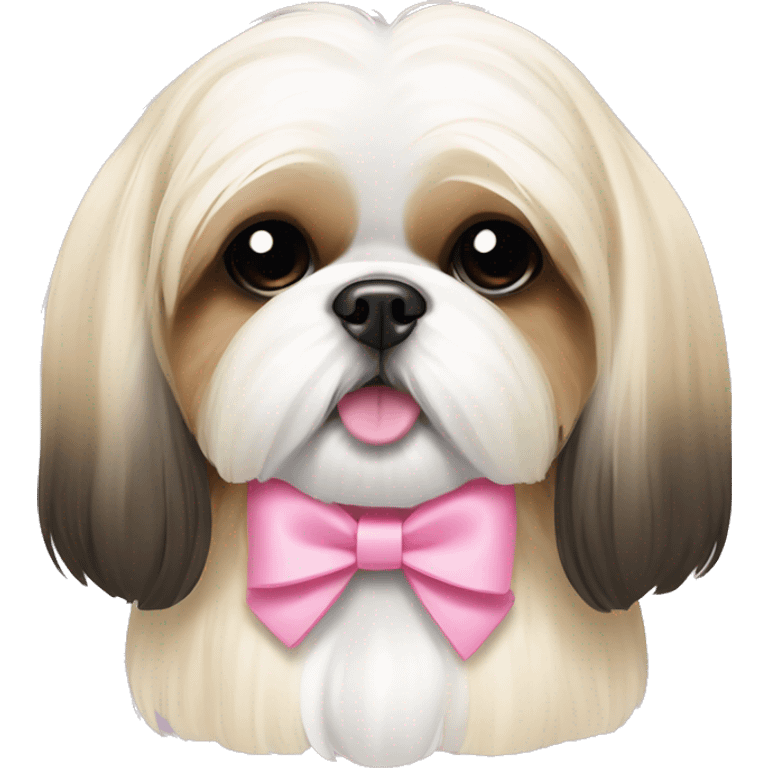 shih tzu cream colored with pink bow on ear emoji