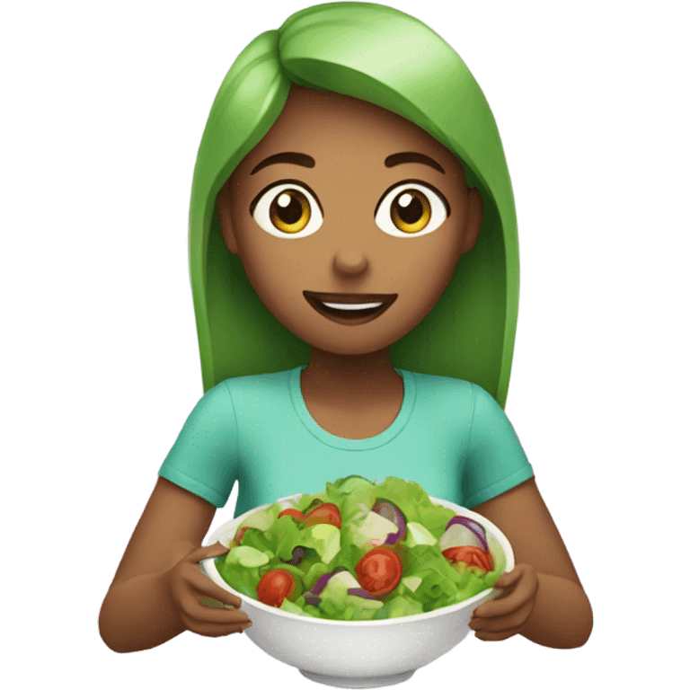 Girl eating salad emoji