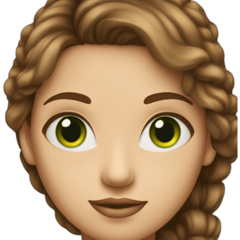 a brown-haired light-skinned woman with green eyes draws a picture emoji