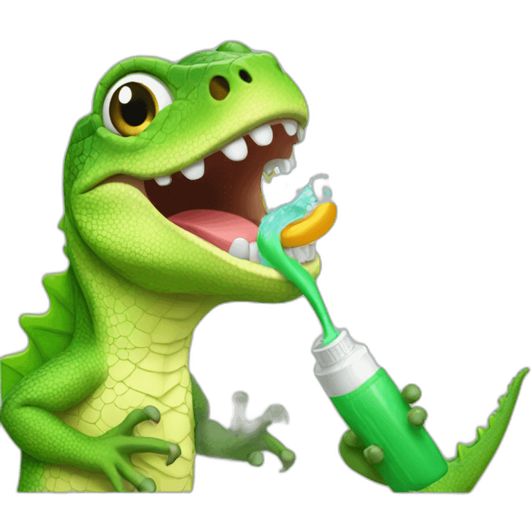 lezard brushing its teeth emoji