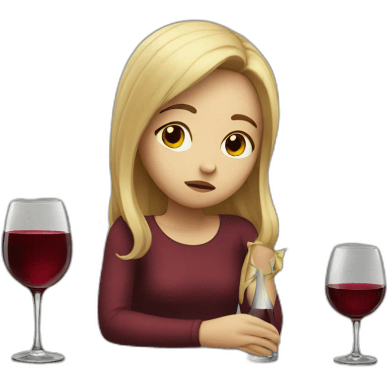 sad drinking girl wine red emoji