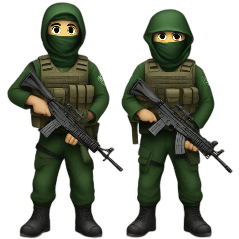 hamas and israeli fighters with rifles emoji