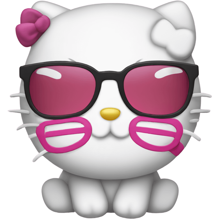 hello kitty with glasses and winking face emoji