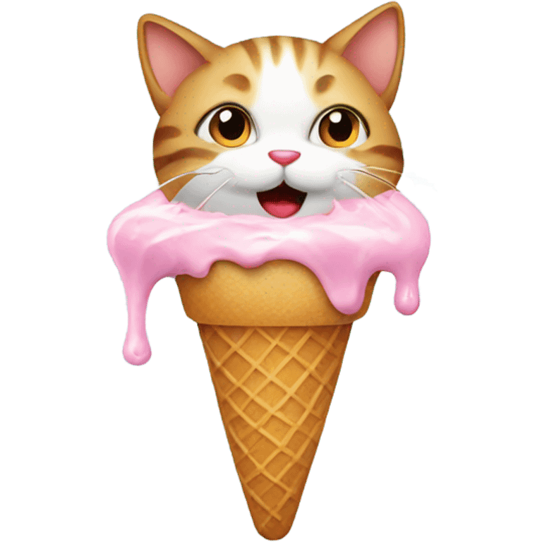 Cute cat eating ice cream  emoji