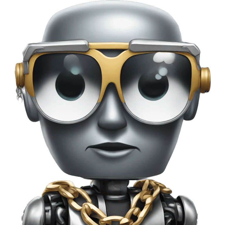 robot wearing sun glasses and a silver Cuban chain emoji