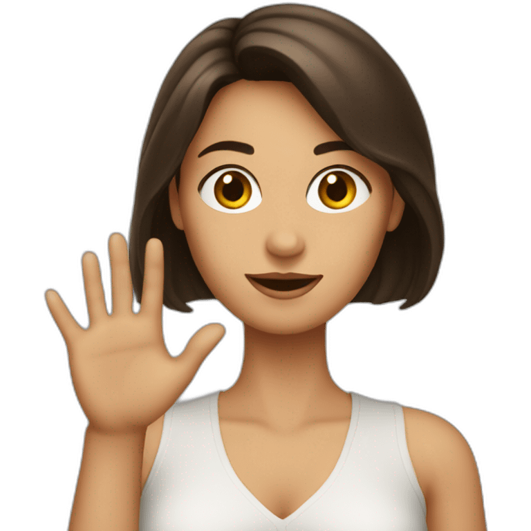 brunette women raise her hand emoji