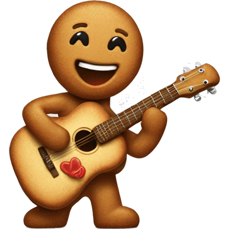 Gingerbread man playing guitar emoji